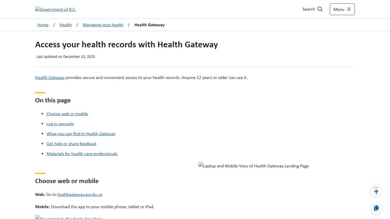 Access your health records with Health Gateway - Province of British Columbia