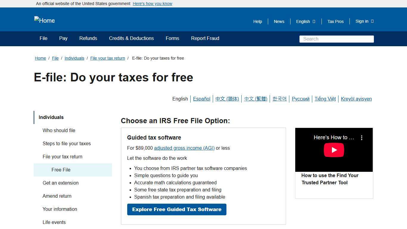 E-file: Do your taxes for free | Internal Revenue Service